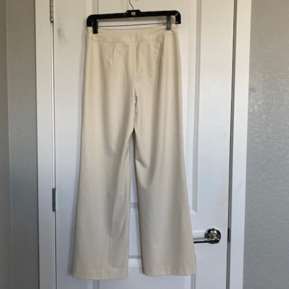 TALBOTS Ivory Cream Wide Leg Stretch Trouser Pants Sz 4 - Picture 3 of 11